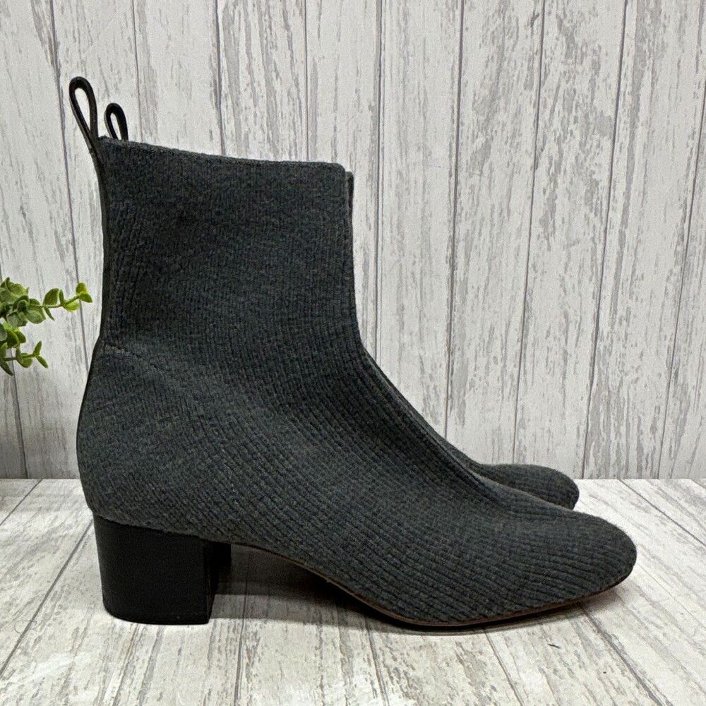 Womens Size 9.5 Everlane Gray Wool Knit Ankle Bootie Pull-On Round Toe